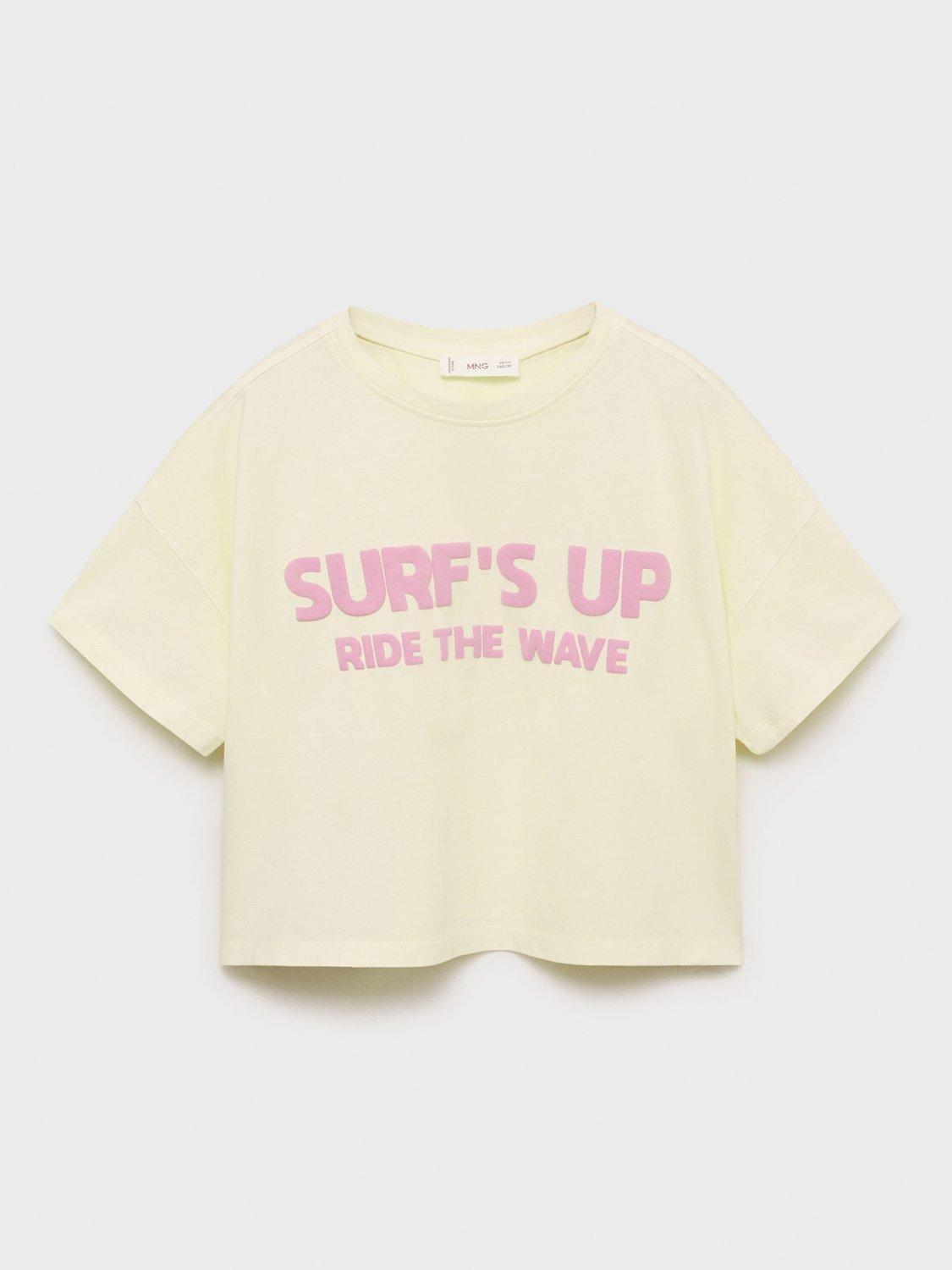 Product image 1 of 4, which shows Mango Kids' Oahu Cotton T-Shirt, Yellow, 11-12 years