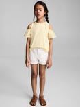 Mango Kids' Should Embroidered Ruffle Sleeves Cotton T-Shirt