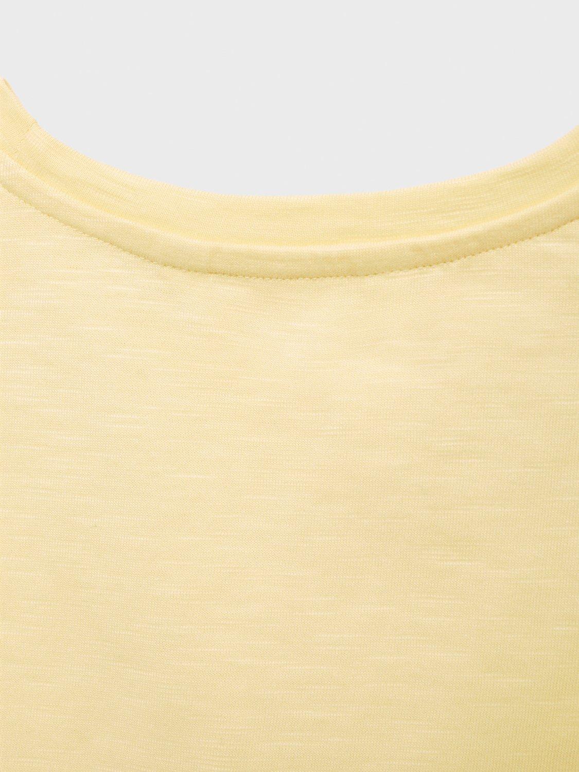 Product image 5 of 7, which shows Mango Kids' Should Embroidered Ruffle Sleeves Cotton T-Shirt, Yellow, 11-12 years