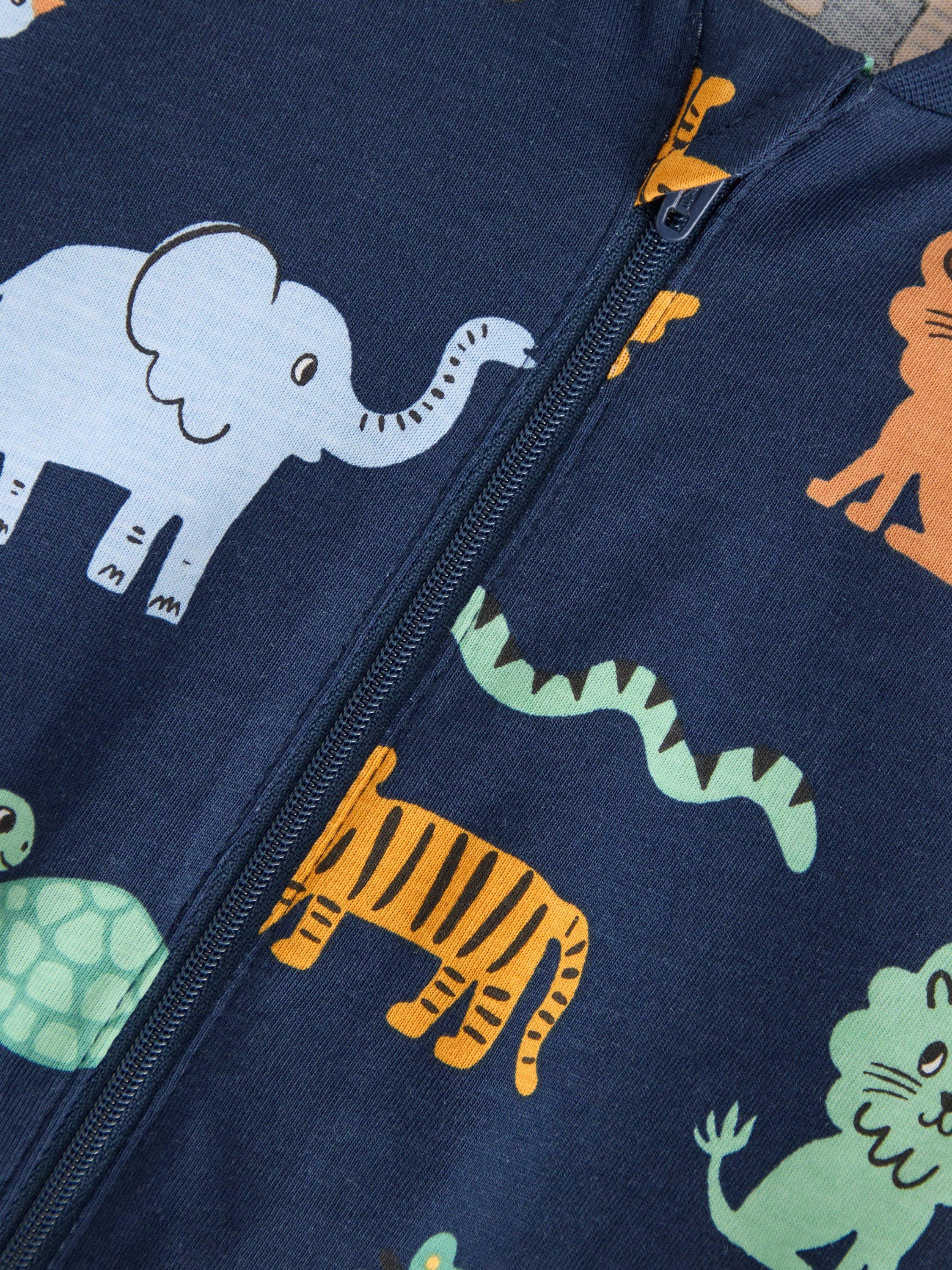 Product image 3 of 3, which shows Lindex Baby Cotton Animal Print Shortie Sleepsuit, Dark Blue, 4-6 months