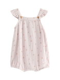 Lindex Baby Cotton Floral Romper, Light Dusty Lilac