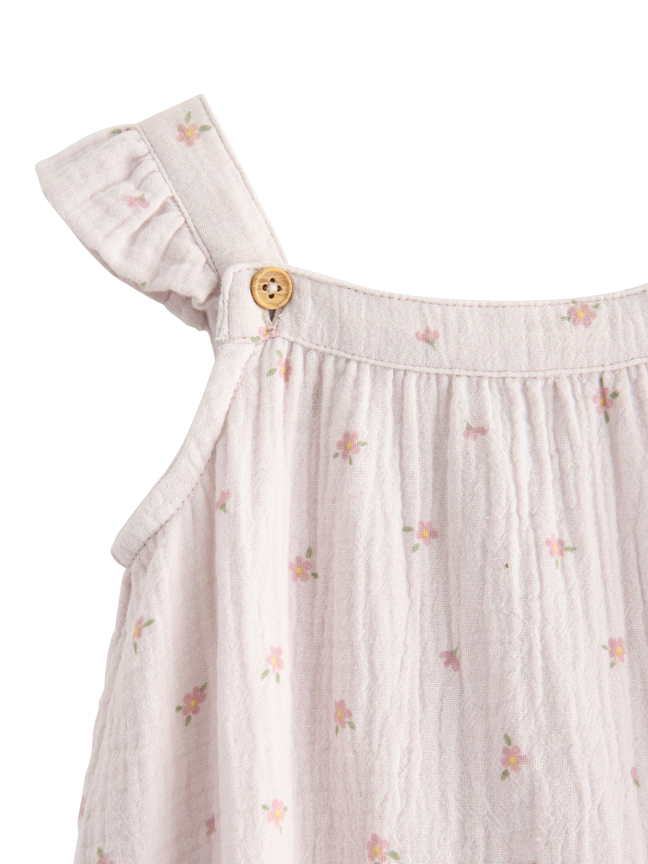 Product image 3 of 11, which shows Lindex Baby Cotton Floral Romper, Light Dusty Lilac, 4-6 months