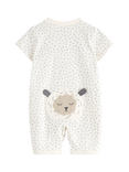 Lindex Baby Cottton Sheep Shortie Sleepsuit, Light Dusty White