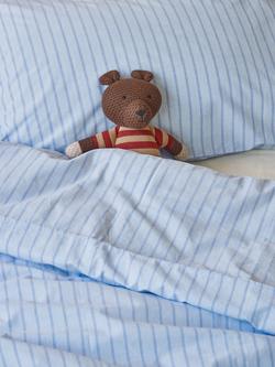 Piglet in Bed Washed Cotton Percale Favourite Shirt Kids' Stripe Duvet Cover Set, Pale Blue Stripe