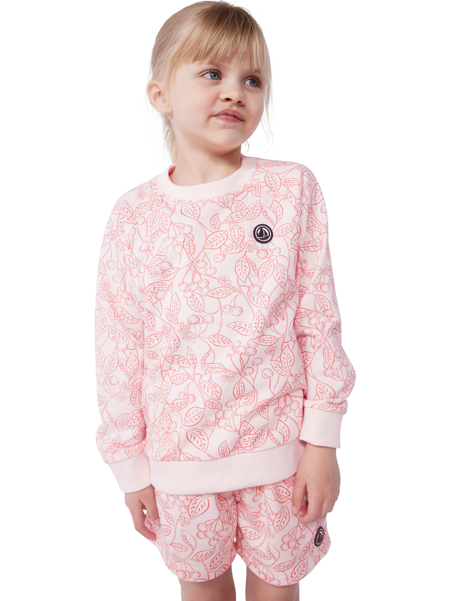 Product image 1 of 7, which shows Petit Bateau Kids' Cotton Sweatshirt, Fleur Pink, 3 years