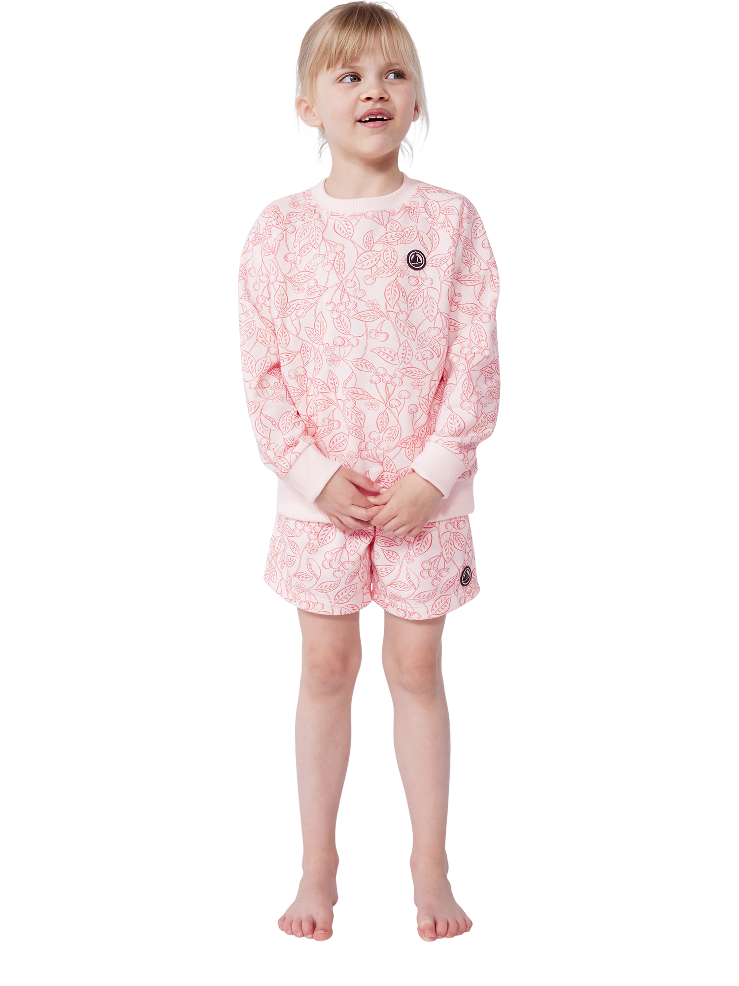 Product image 3 of 7, which shows Petit Bateau Kids' Cotton Sweatshirt, Fleur Pink, 3 years