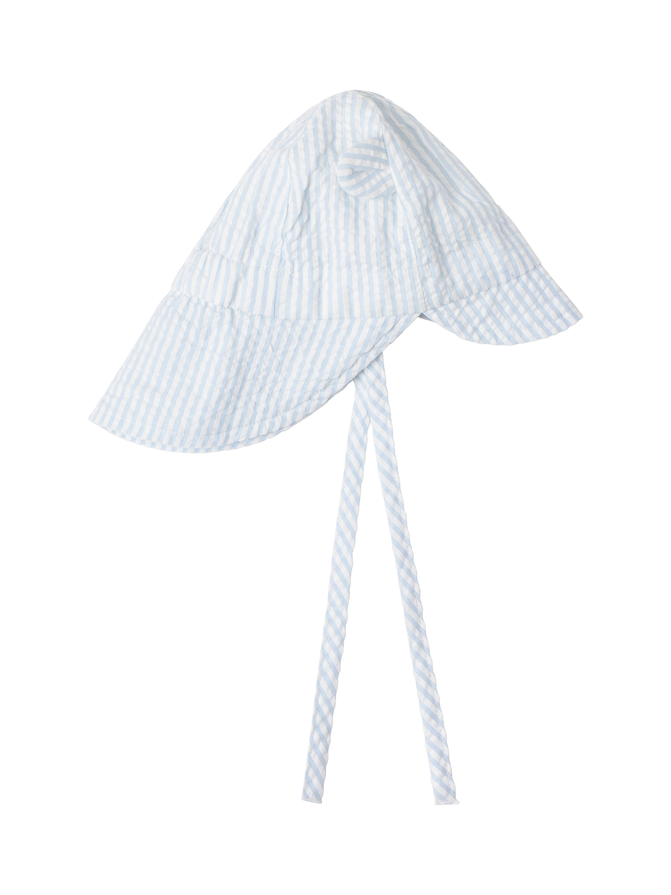 Product image 1 of 3, which shows Lindex Baby Cotton Stripe Sun Hat, Light Dusty Blue, 1-4 months