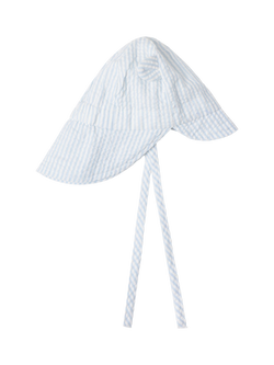 Lindex Baby Cotton Stripe Sun Hat, Light Dusty Blue