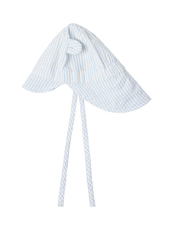 Lindex Baby Cotton Stripe Sun Hat - view 2, Light Dusty Blue