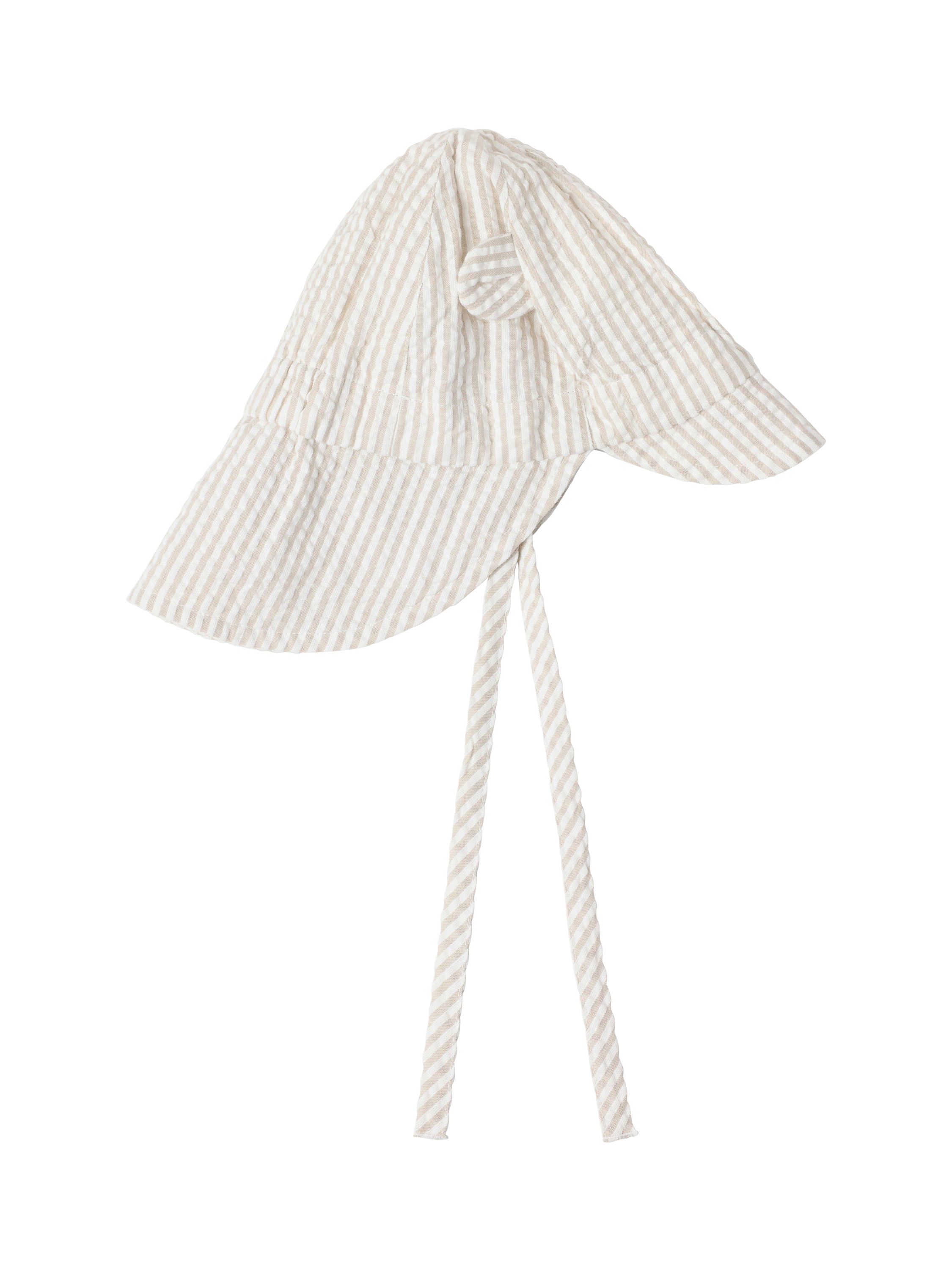 Product image 1 of 3, which shows Lindex Baby Cotton Stripe Sun Hat, Beige, 1-4 months