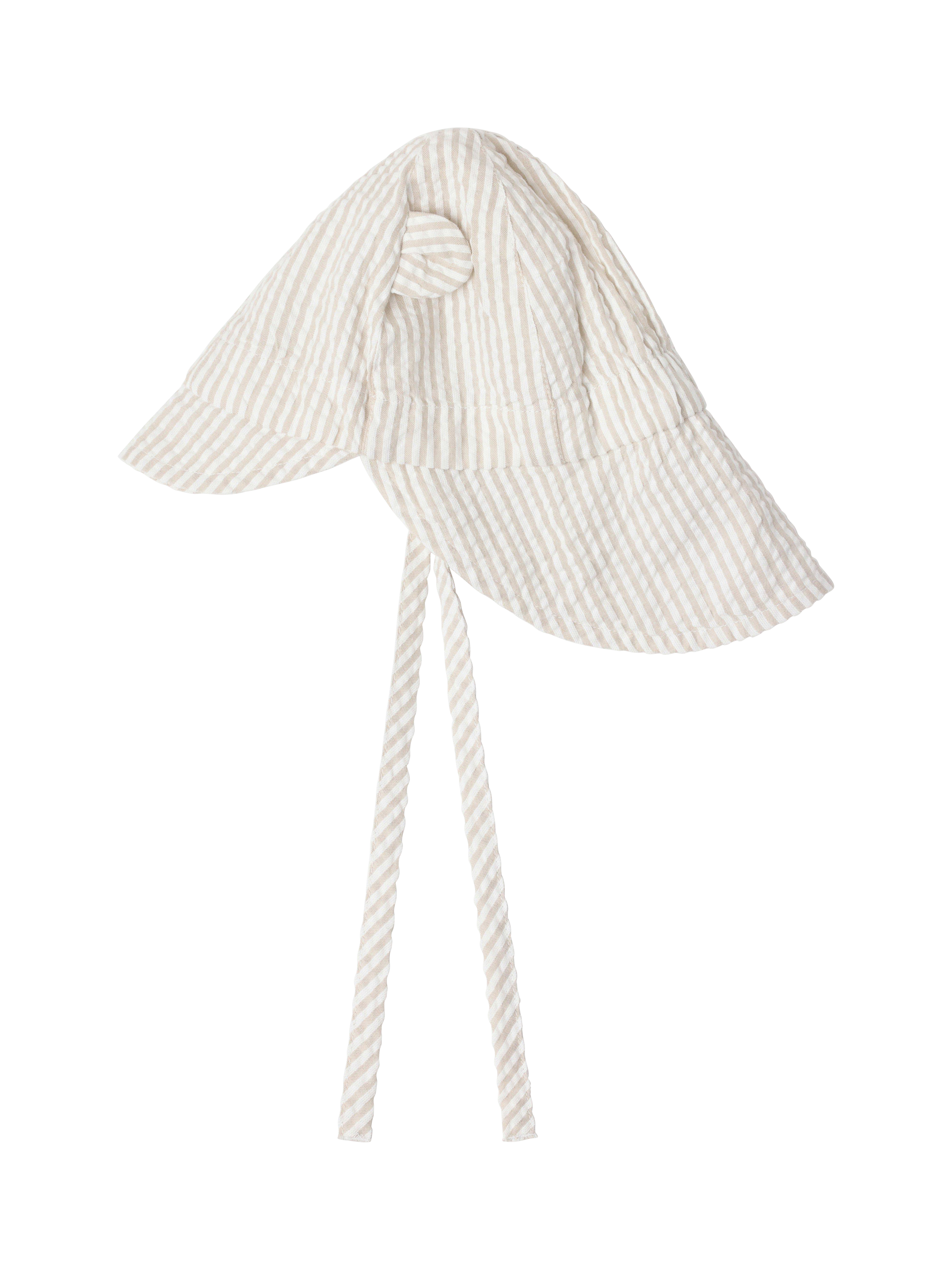 Product image 2 of 3, which shows Lindex Baby Cotton Stripe Sun Hat, Beige, 1-4 months