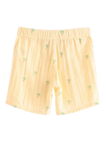 Lindex Kids' Cotton Gauze Palm Tree Print Shorts, Light Dusty Yellow
