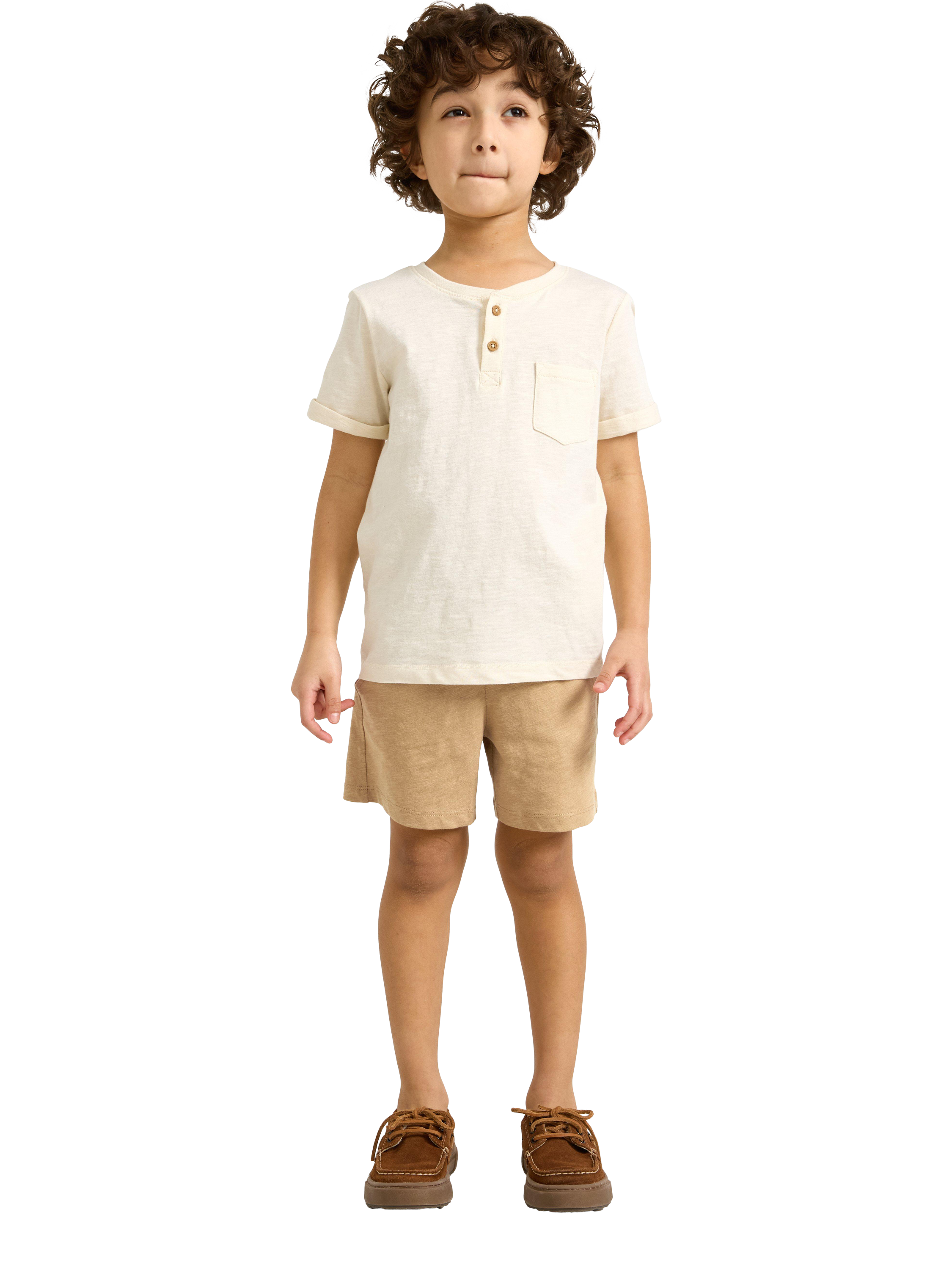 Product image 1 of 6, which shows Lindex Kids' Cotton Jersey Shorts, Light Dusty Beige, 18-24 months