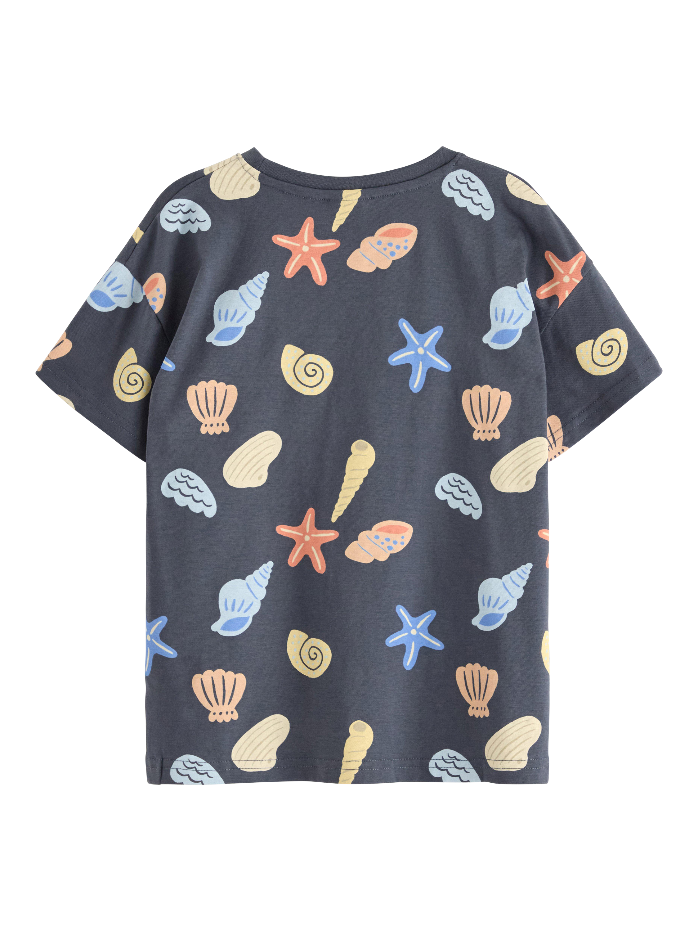 Product image 2 of 3, which shows Lindex Kids' Cotton Shell Print Crew Neck T-Shirt, Dark Grey, 4-6 years