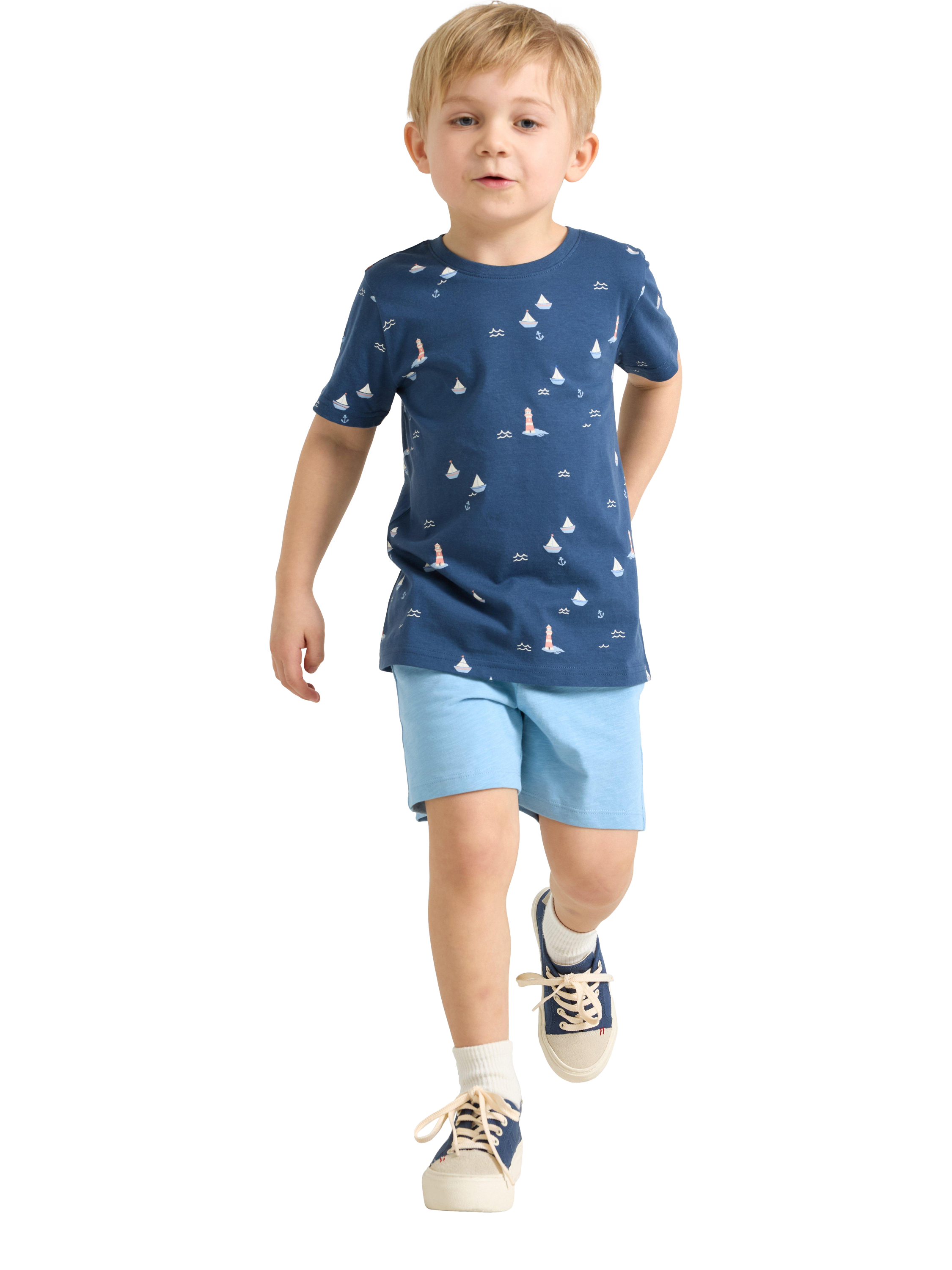 Product image 1 of 6, which shows Lindex Kids' Cotton Jersey Shorts, Light Blue, 18-24 months