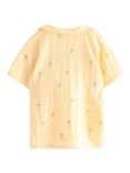 Lindex Kids' Cotton Palm Tree Print Polo Shirt, Light Dusty Yellow