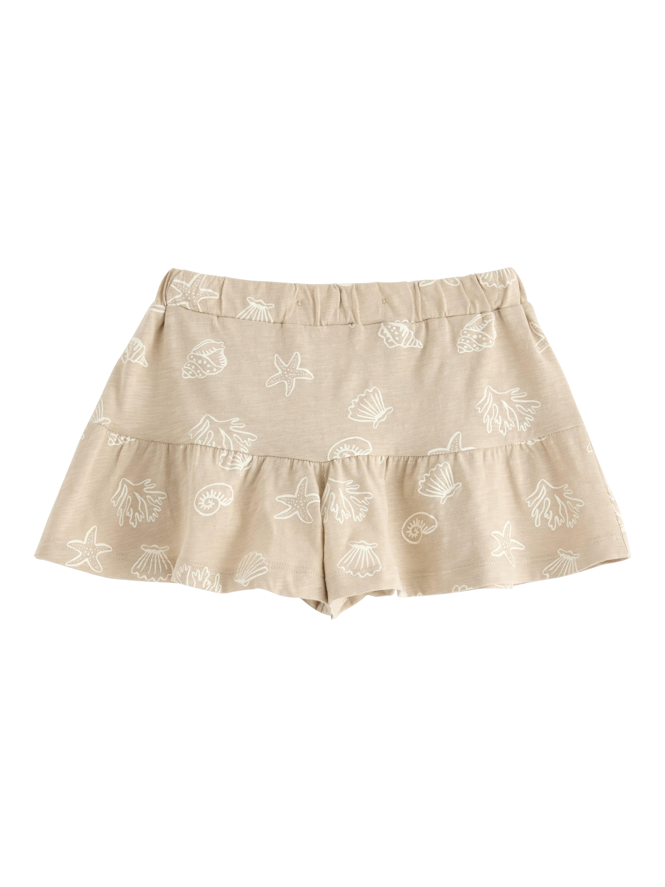 Product image 1 of 3, which shows Lindex Kids' Cotton Jersey Sea Life Print Shorts, Beige, 6-8 years