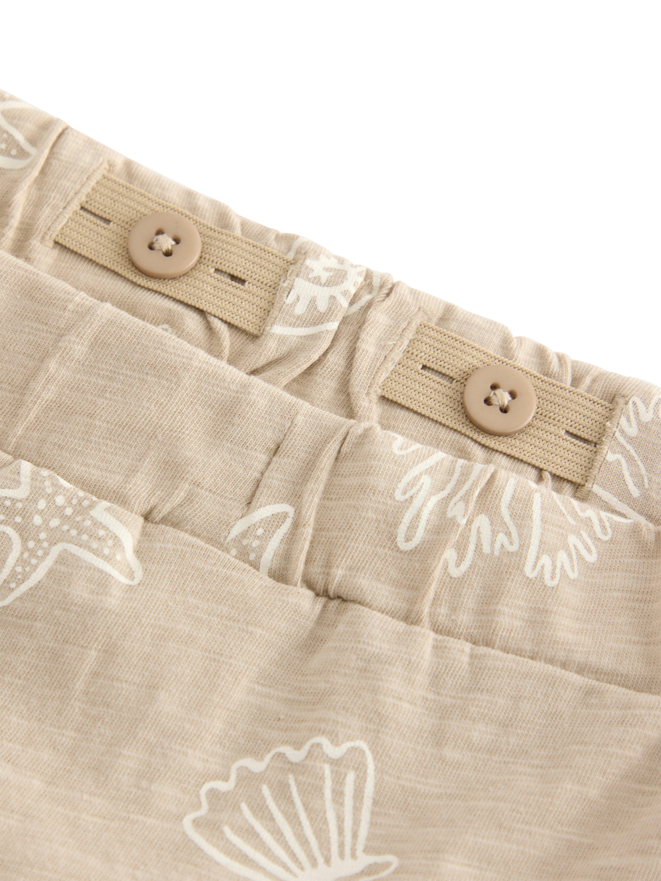Product image 3 of 3, which shows Lindex Kids' Cotton Jersey Sea Life Print Shorts, Beige, 6-8 years