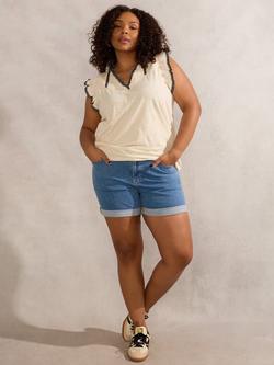 Live Unlimited Curve Cotton Blend Denim Shorts, Blue