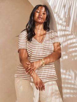 Live Unlimited Curve Stripe Crochet Top, Multi - view 2, Multi