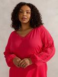 Live Unlimited Curve Crinkle Crochet Blouse, Pink