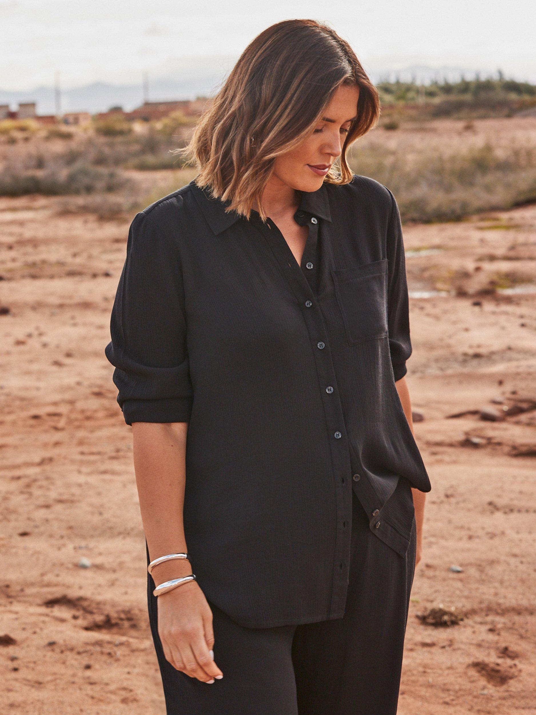 Product image 2 of 6, which shows Live Unlimited Curve Crinkle Shirt, Black, 20