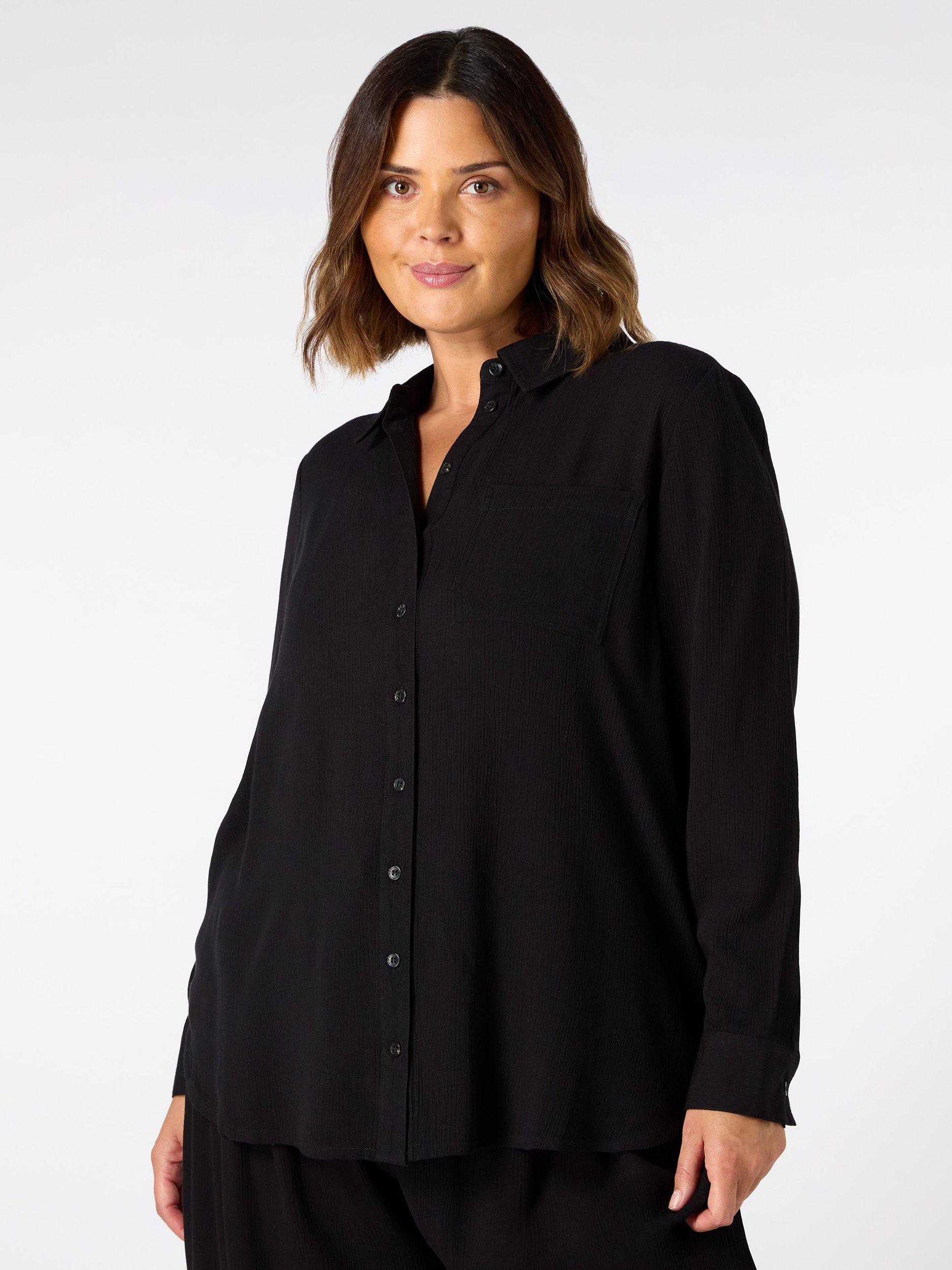 Product image 4 of 6, which shows Live Unlimited Curve Crinkle Shirt, Black, 20