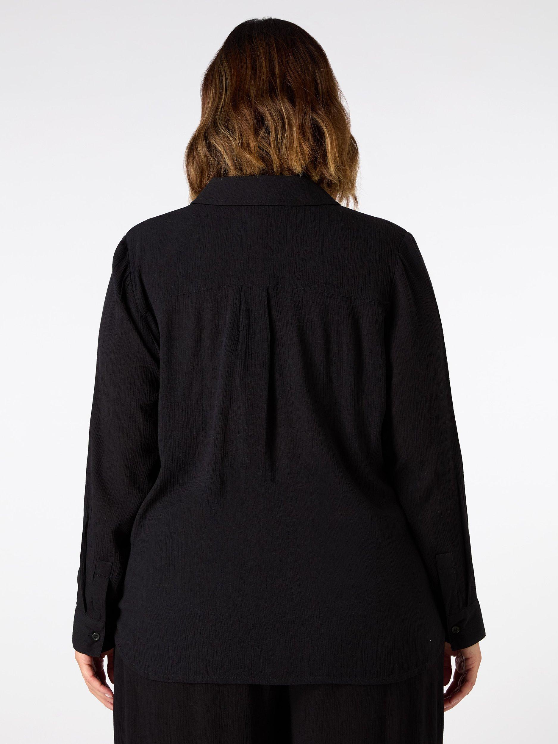 Product image 6 of 6, which shows Live Unlimited Curve Crinkle Shirt, Black, 20