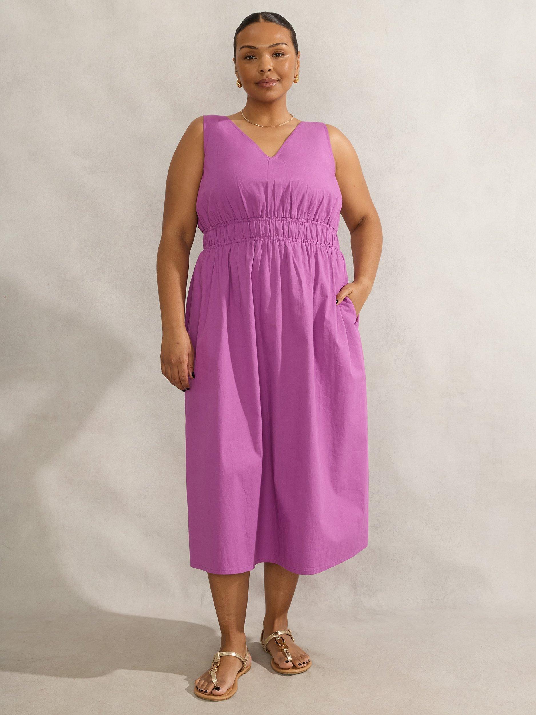 Product image 1 of 6, which shows Live Unlimited Curve V-Neck Sleeveless Dress, Purple, 18
