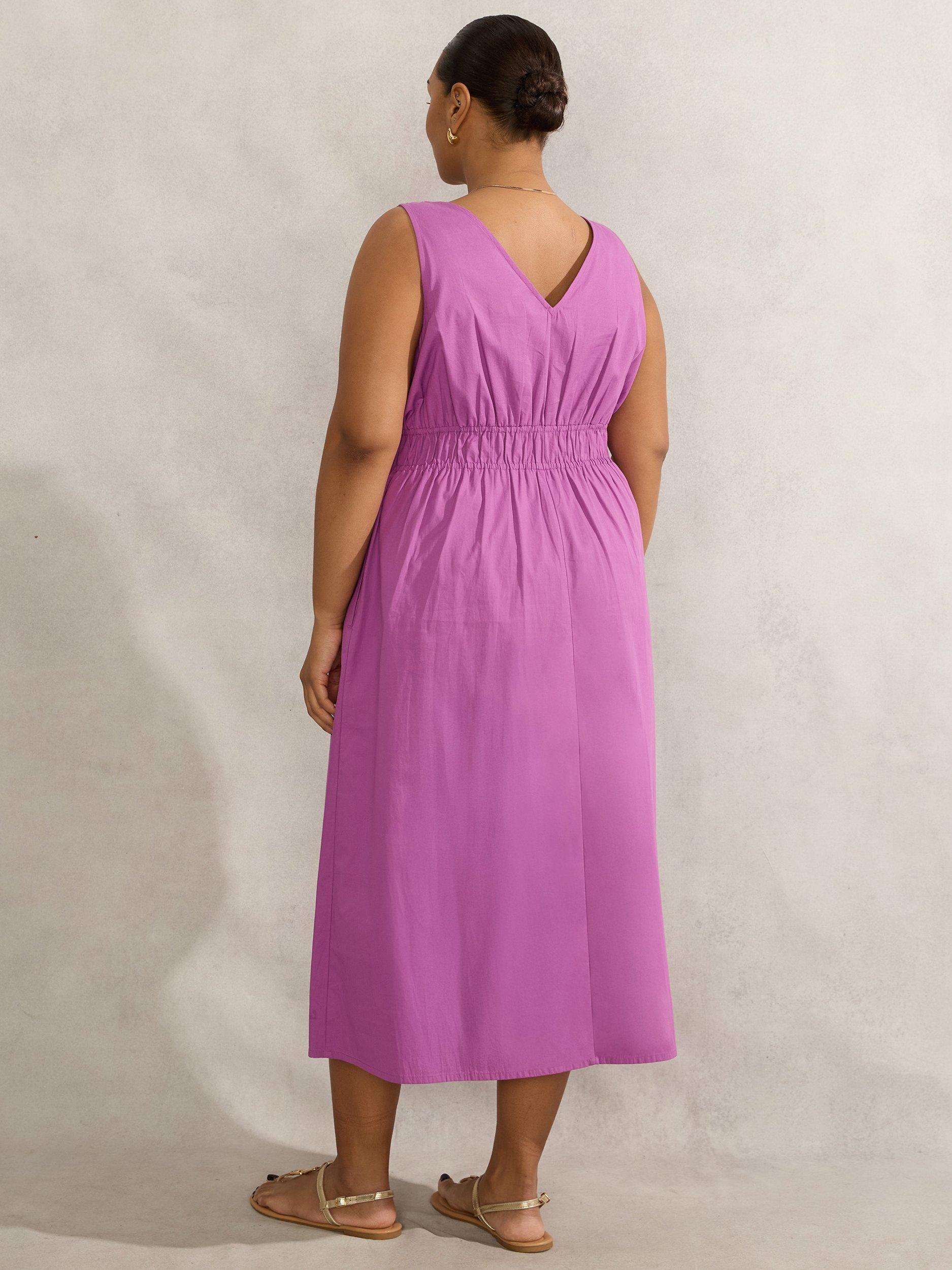 Product image 6 of 6, which shows Live Unlimited Curve V-Neck Sleeveless Dress, Purple, 18