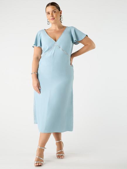 Live Unlimited Curve Embellished Midi Dress, Blue, Blue
