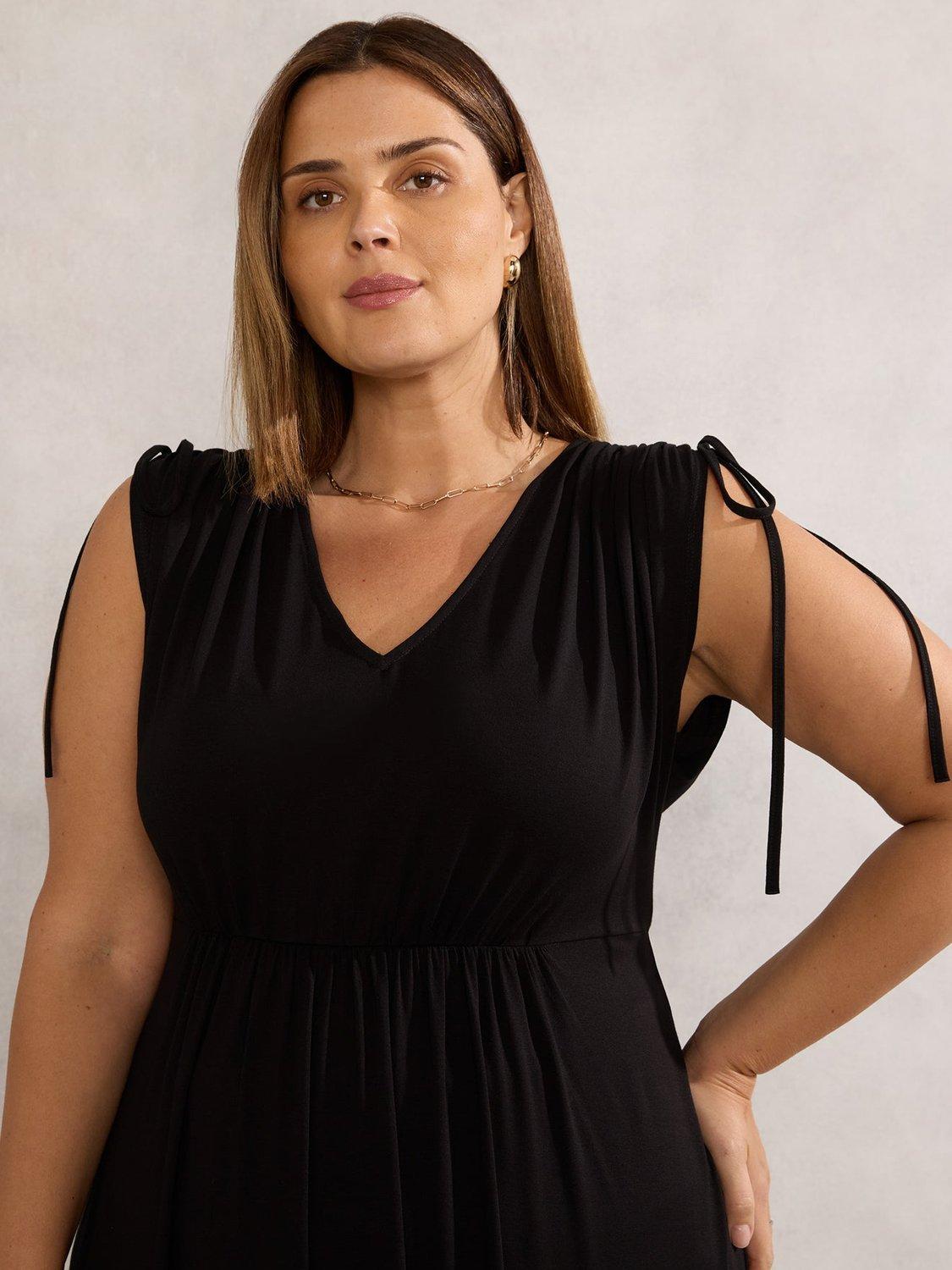 Product image 3 of 4, which shows Live Unlimited Jersey Drawstring Detail Dress, Black, 18