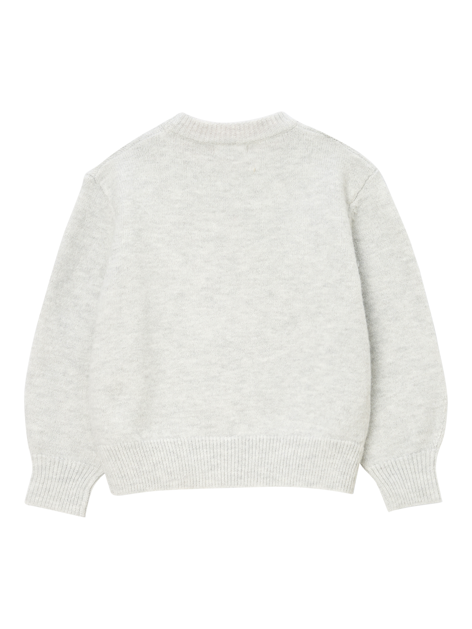 Product image 5 of 6, which shows Angel & Rocket Kids' Wink Face Sequin Heart Jumper, Grey Marl, 3-4 years