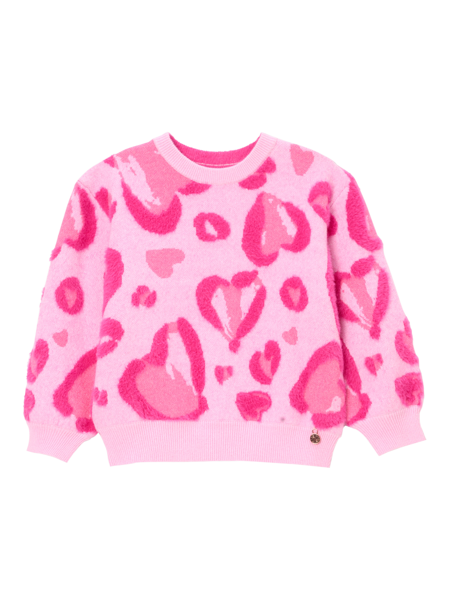 Product image 7 of 9, which shows Angel & Rocket Kids' Leo Relaxed Heart Jumper, Pink, 3-4 years
