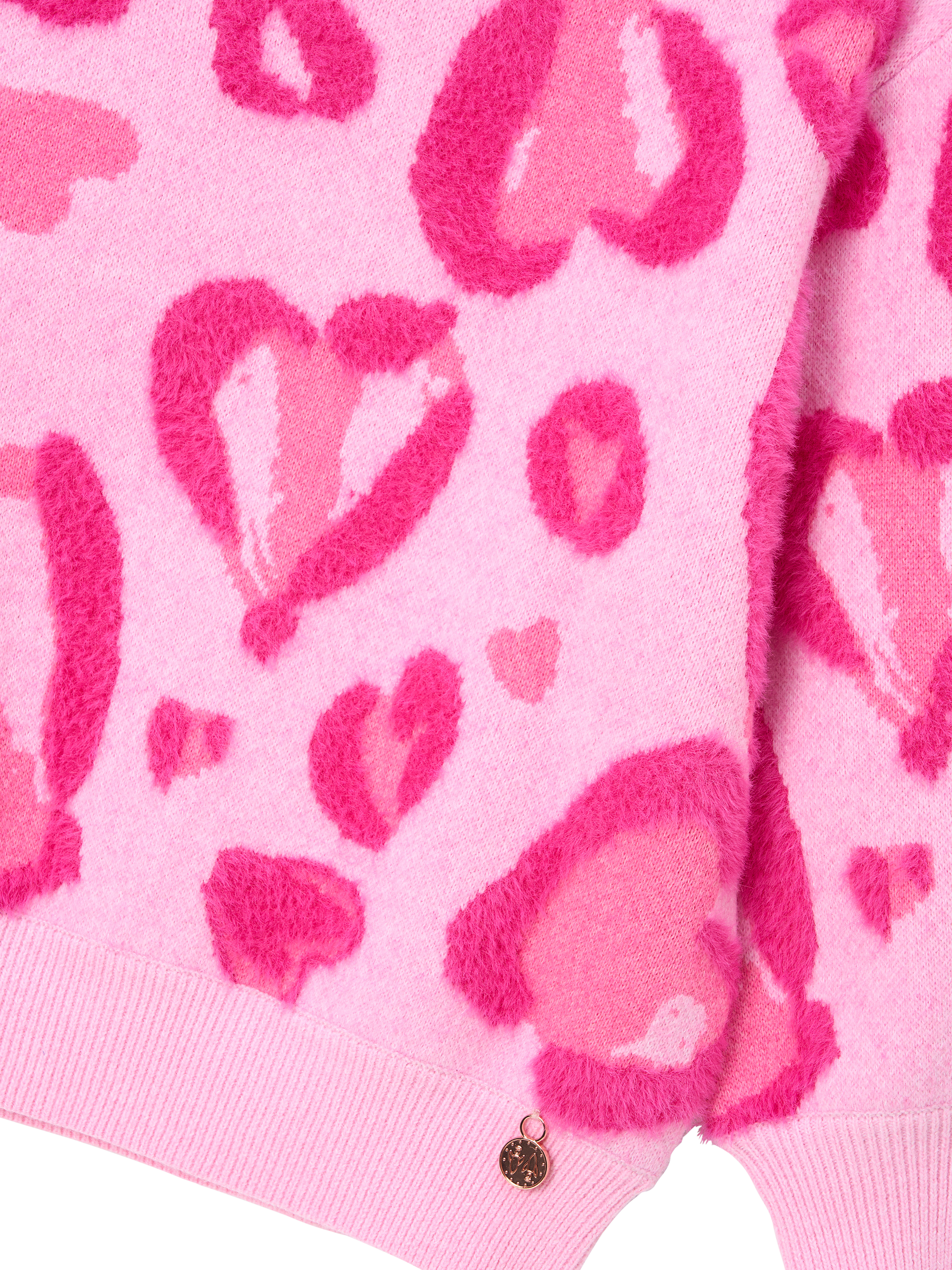 Product image 9 of 9, which shows Angel & Rocket Kids' Leo Relaxed Heart Jumper, Pink, 3-4 years