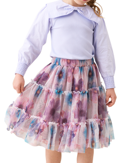 Angel & Rocket Kids' Printed Mesh Tiered Skirt, Multi - view 2, Multi
