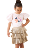 Angel & Rocket Kids' Tiered Rara Skirt, Gold Metallic