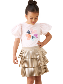 Angel & Rocket Kids' Tiered Rara Skirt, Gold Metallic - view 2, Gold Metallic
