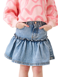 Angel & Rocket Kids' Denim Ruffle Hem Heart Skirt