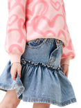 Angel & Rocket Kids' Denim Ruffle Hem Heart Skirt