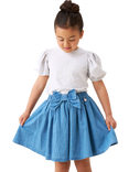 Angel & Rocket Kids' Bow Skirt, Denim