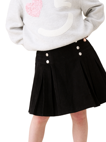 Angel & Rocket Kids' Corduroy Pleated Skirt, Black, Black