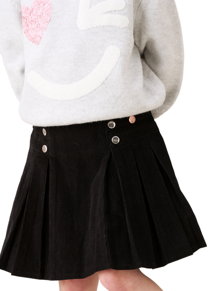 Angel & Rocket Kids' Corduroy Pleated Skirt, Black - view 2, Black