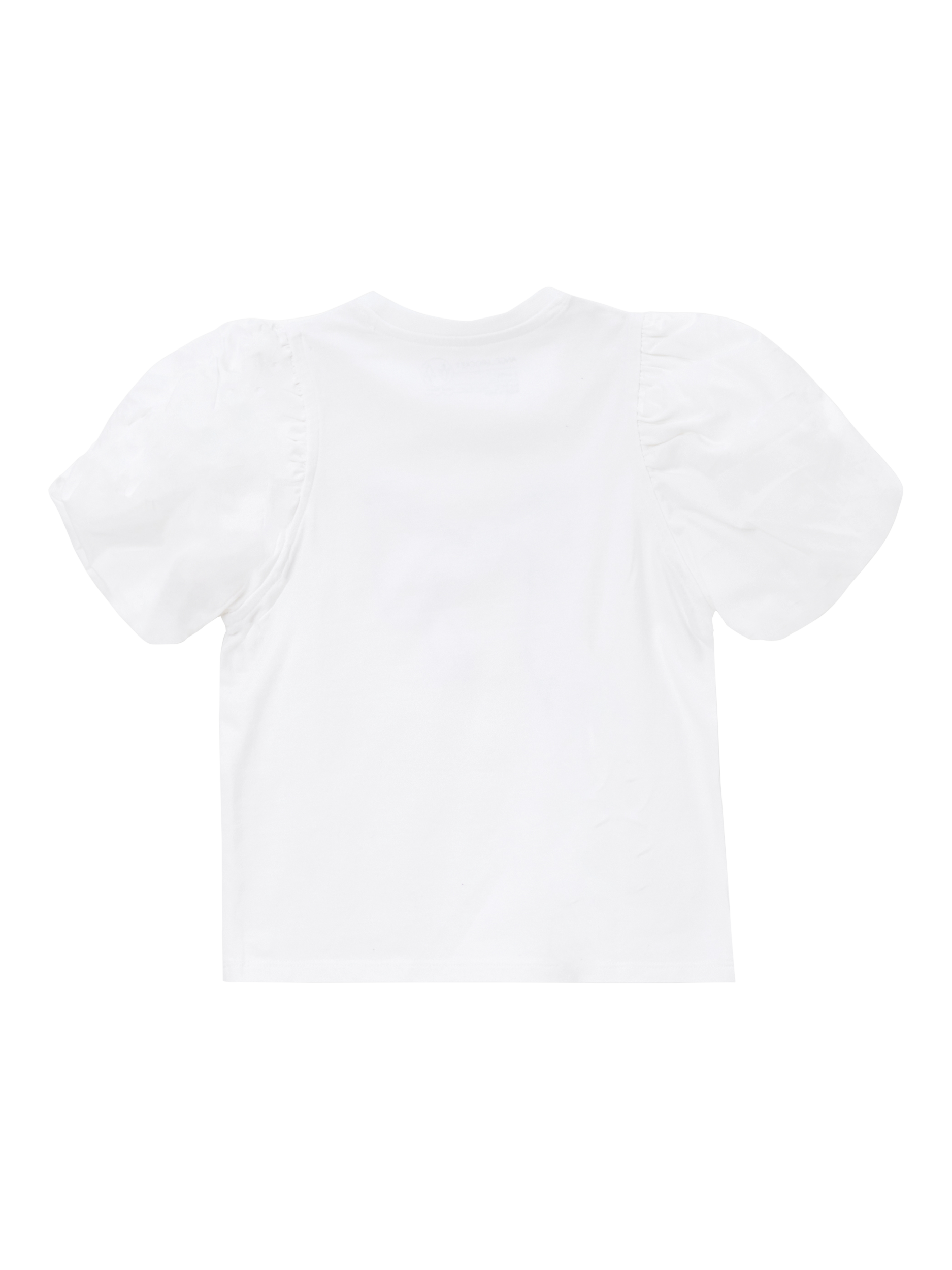 Product image 5 of 7, which shows Angel & Rocket Kids' Cotton Puff Sleeve Bow T-Shirt, White, 3-4 years