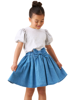 Angel & Rocket Kids' Cotton Puff Sleeve Star Motif T-Shirt, Grey - view 2, Grey