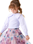 Angel & Rocket Kids' Cotton Long Sleeved Bow Collar Top, Purple