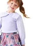 Angel & Rocket Kids' Cotton Long Sleeved Bow Collar Top, Purple