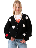 Angel & Rocket Kids' Knitted Heart Cardigan, Black