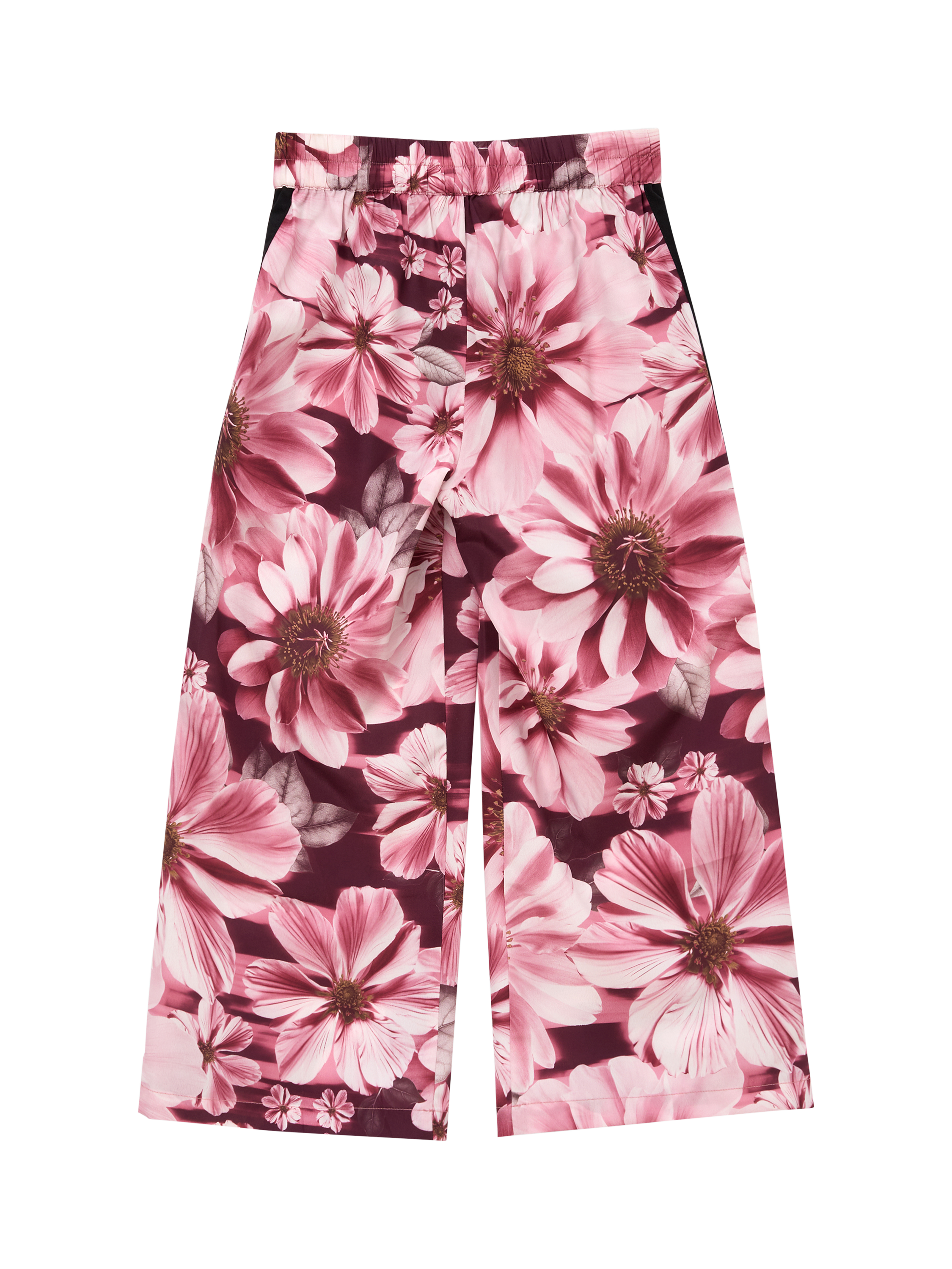 Product image 6 of 7, which shows Angel & Rocket Kids' Floral and Stripe Print Wide Leg Trousers, Pink/Multi, 3 years