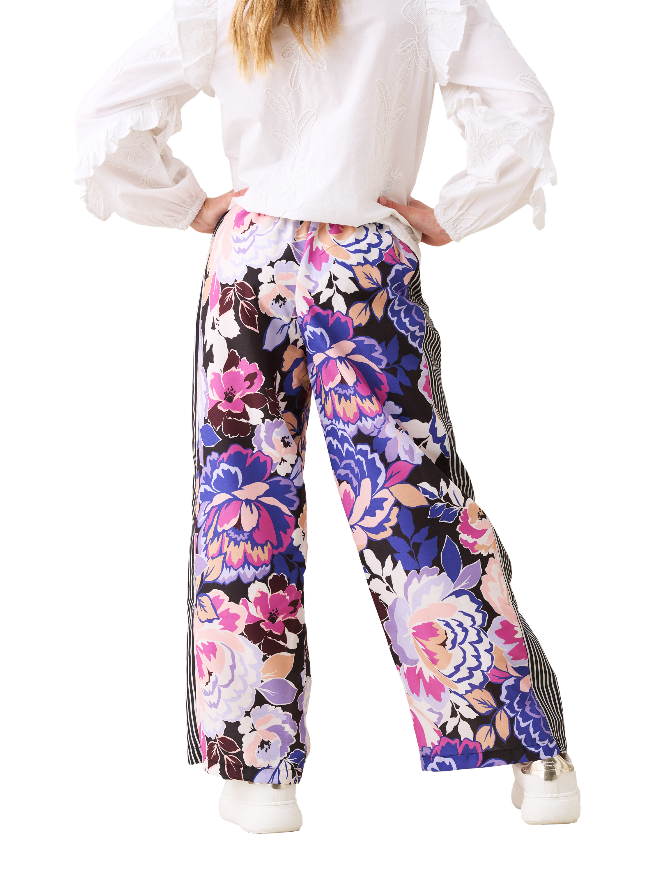 Product image 2 of 8, which shows Angel & Rocket Kids' Printed Wide Leg Trousers, Multi, 3 years